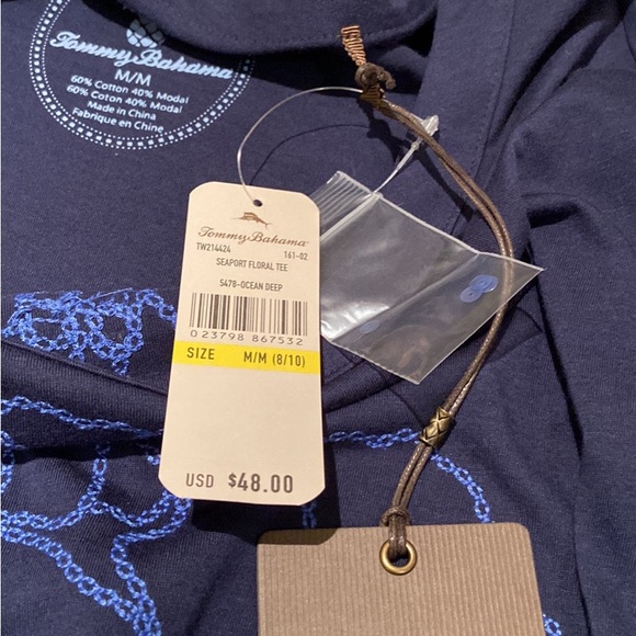 Tommy Bahama navy floral tee - Picture 4 of 5